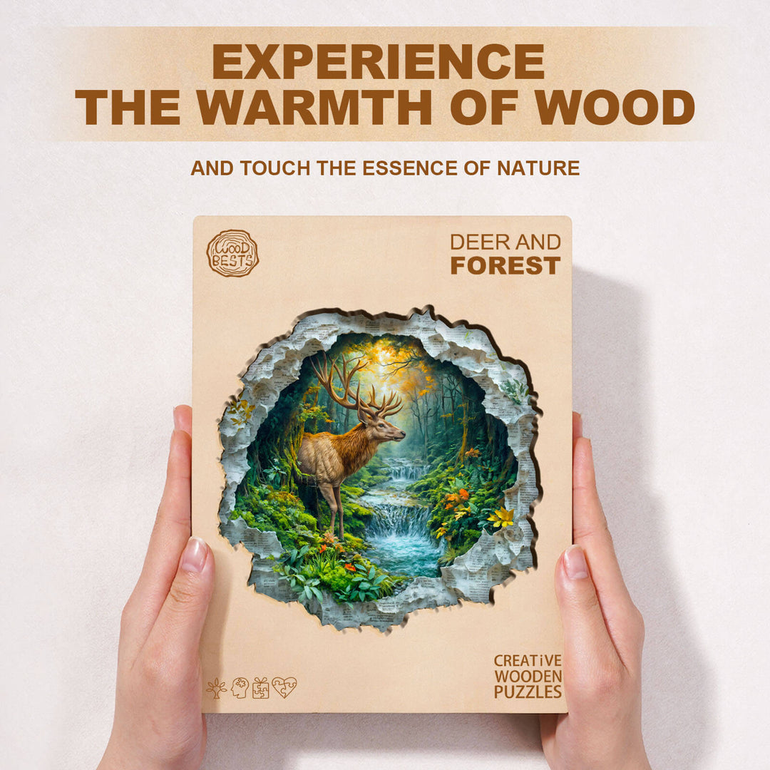 Deer and forest Wooden Jigsaw Puzzle