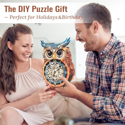 Hibou – Horloge en bois à faire soi-même, kit de bricolage puzzle 3D