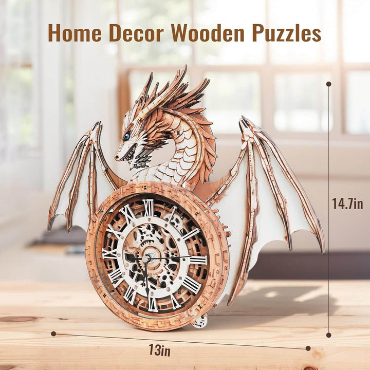 Dragon antique – Horloge en bois à faire soi-même, kit de bricolage en puzzle 3D