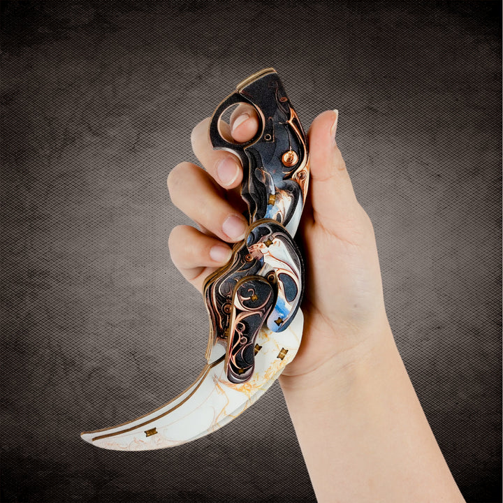 DIY Wooden Balisong Butterfly Knife & Karambit Claw Knife 3D Puzzle Kit, Cosplay Game Weapon Model Assembly Toy, Safe Wooden Trainer Fidget Knife for Collection & Stress Relief