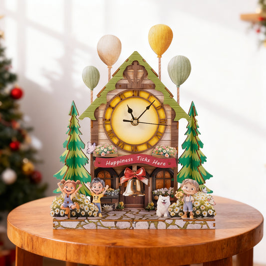 3D-Holzpuzzle-Uhr „Ballonhaus“, Bastelset