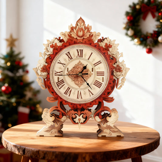 Flammenblumen-3D-Holzpuzzle-Uhr, Bastelset