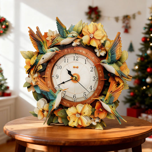 Garden Wingbeats 3D Wooden Puzzle Clock, Gift  for DIY Lovers, Home Decor