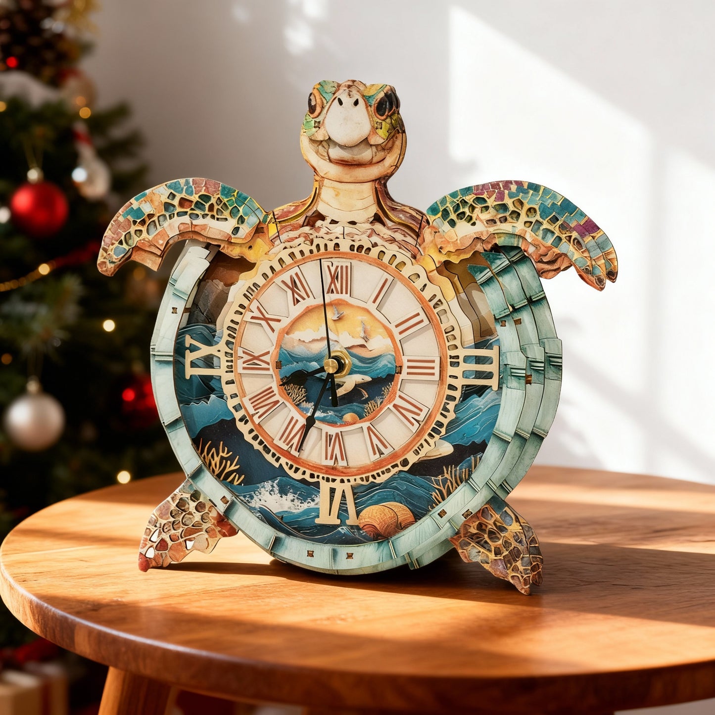 Sea Turtle 3D Wooden Puzzle Clock, Gift  for DIY Lovers, Home Decor