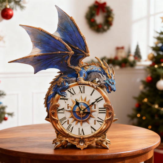 Blue Dragon 3D Wooden Puzzle Clock, Gift  for DIY Lovers, Home Decor