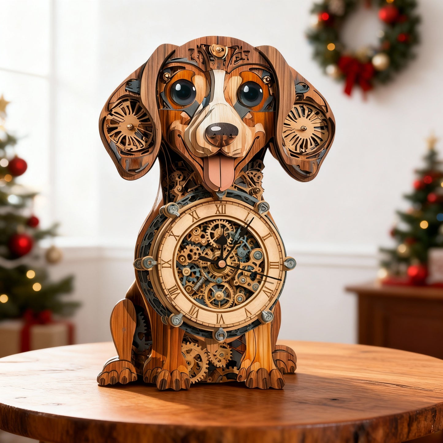 Dachshund 3D Wooden Puzzle Clock, Gift  for DIY Lovers, Home Decor
