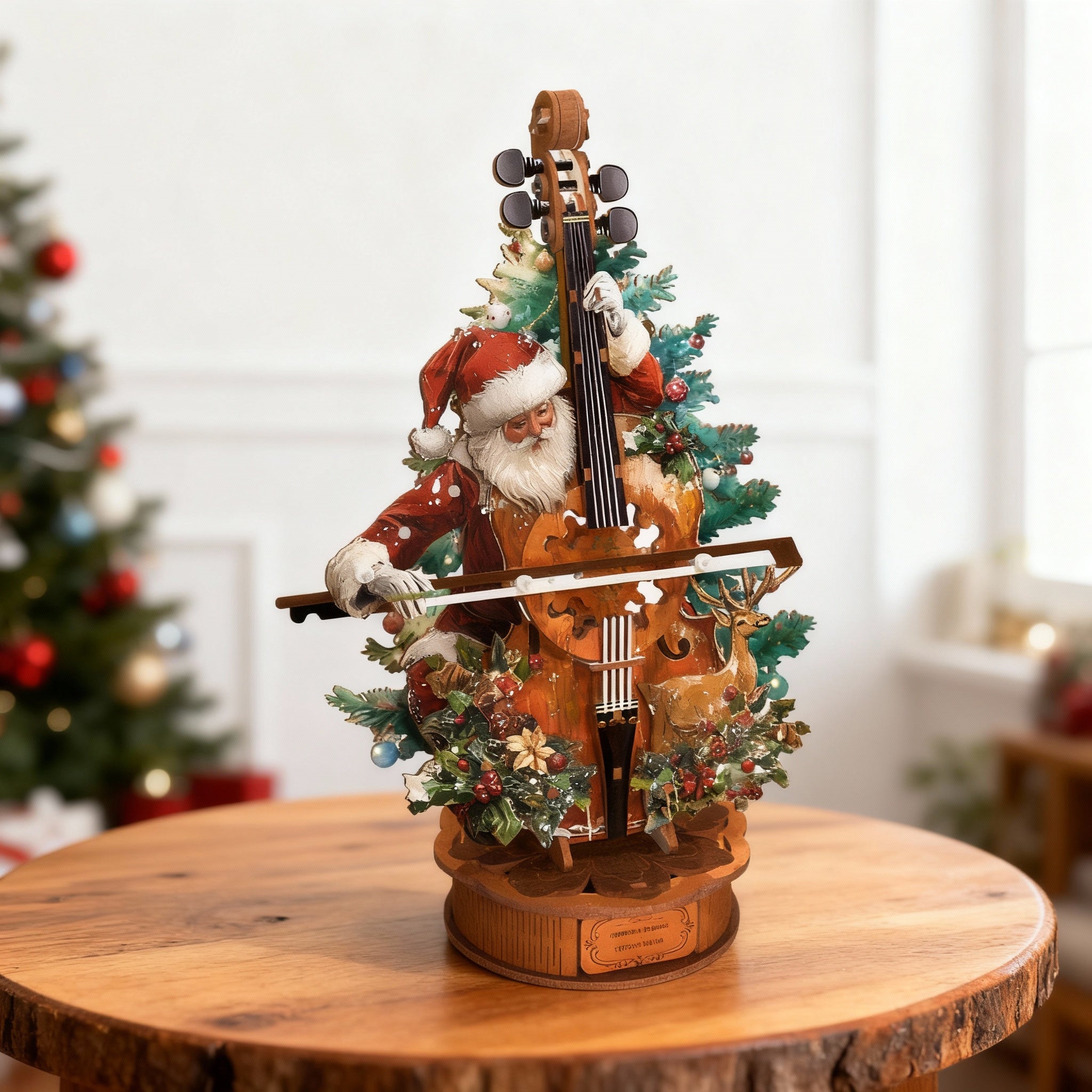 Christmas Concerto Cello Mechanical DIY Kit,3D Wooden Music Box