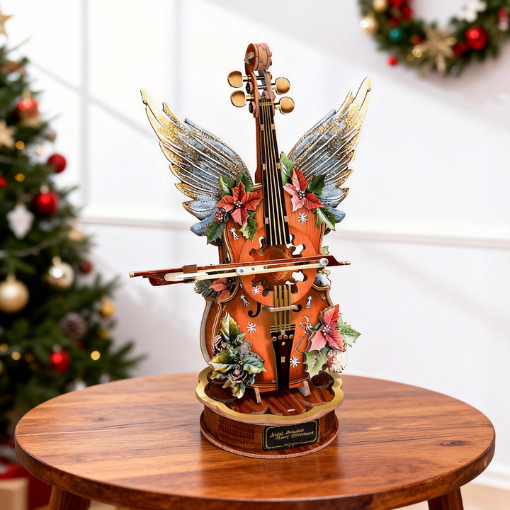 Christmas Winged Cello Mechanical DlY Kit, 3D Wooden Music Box