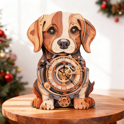 Cute Beagle 3D Wooden Puzzle Clock, Gift  for DIY Lovers, Home Decor