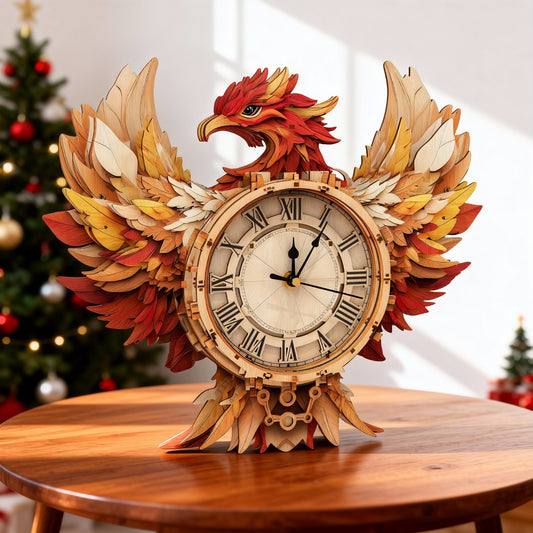 Elegante 3D-Holzpuzzle-Uhr „Phönix“, Bastelset