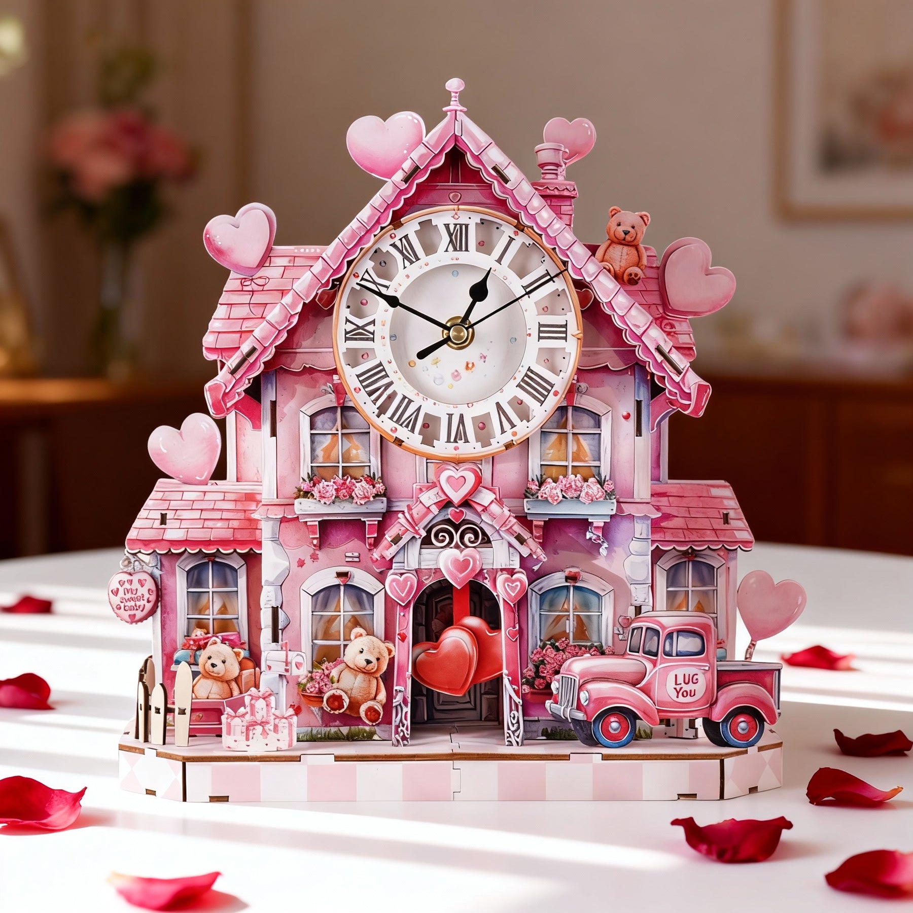 1️⃣ Sweet House 3D Wooden Puzzle Clock – Romantic DIY Valentine’s Gift ...