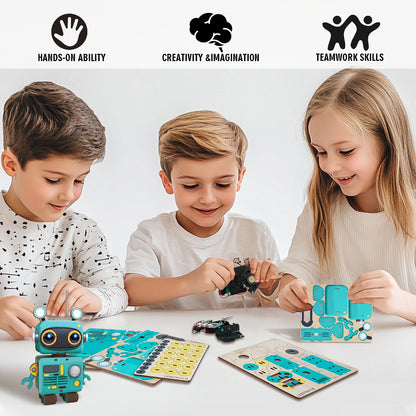 Cute Robot 3D DIY Walkie Talkie, STEM Wooden Puzzle Kit (1 pair)