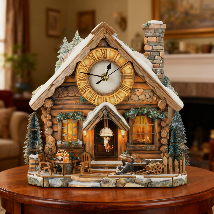 Forest Cabin 3D Wooden Puzzle Clock, Gift  for DIY Lovers, Home Decor