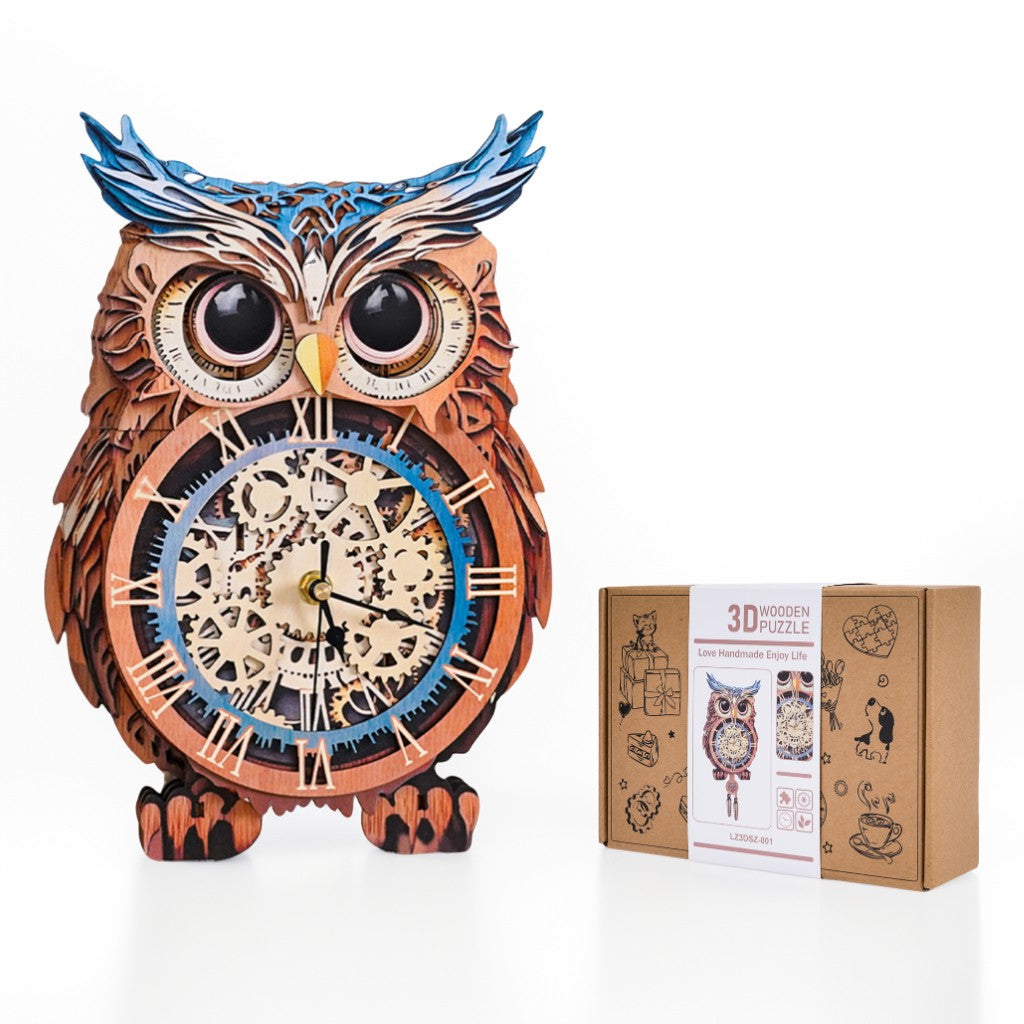 Hibou – Horloge en bois à faire soi-même, kit de bricolage puzzle 3D