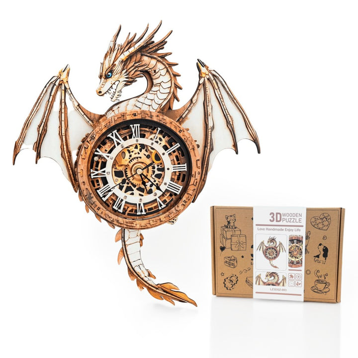 Dragon antique – Horloge en bois à faire soi-même, kit de bricolage en puzzle 3D