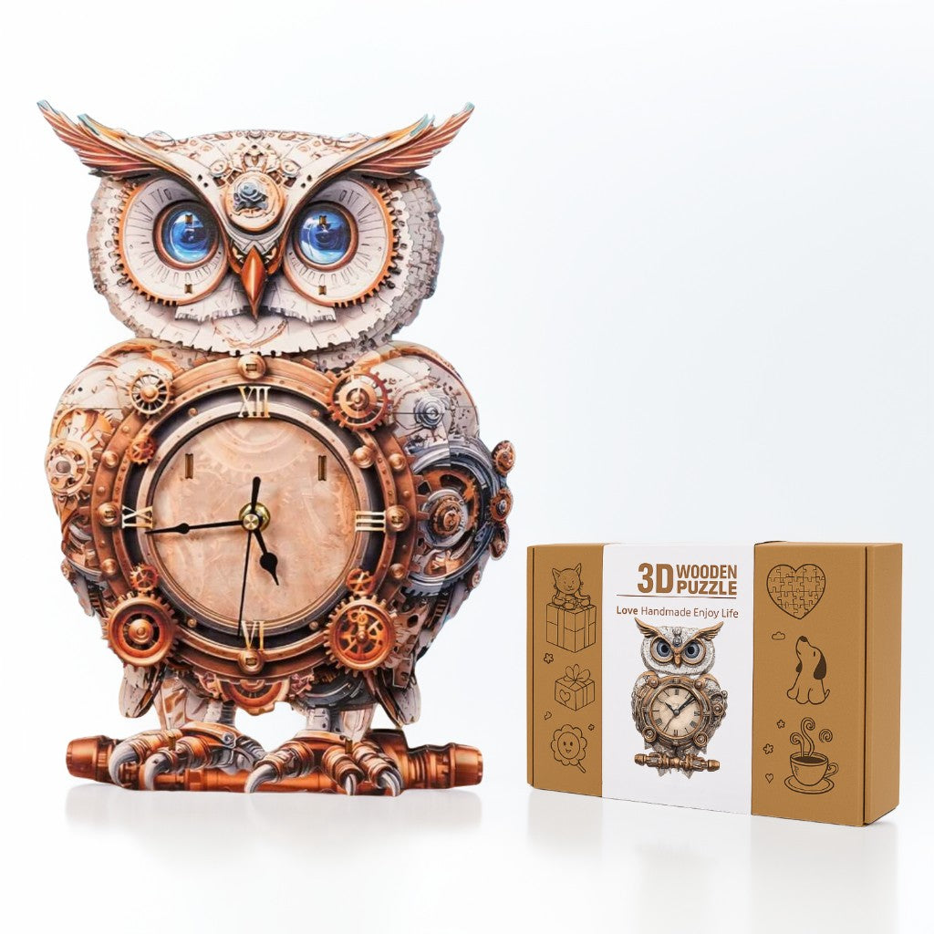 Hibou – Horloge en bois à faire soi-même, kit de bricolage puzzle 3D
