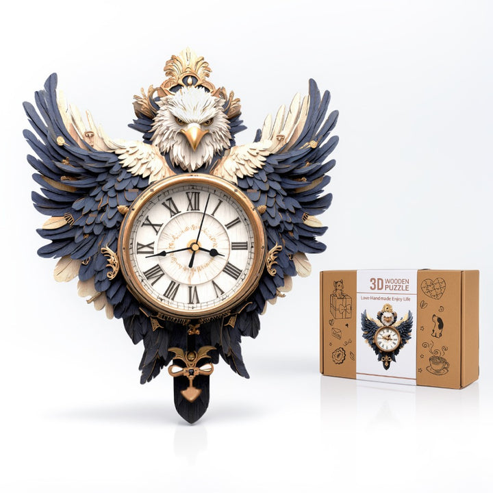 Majestic Eagle DIY Wooden Clock, 3D Puzzle Craft Kit