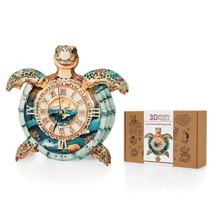 Sea Turtle DIY Wooden Clock, 3D Puzzle Craft Kit