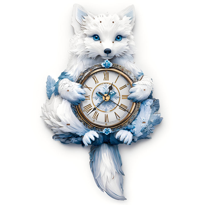Arctic Fox 3D Wooden Puzzle Clock, DIY Craft Kit