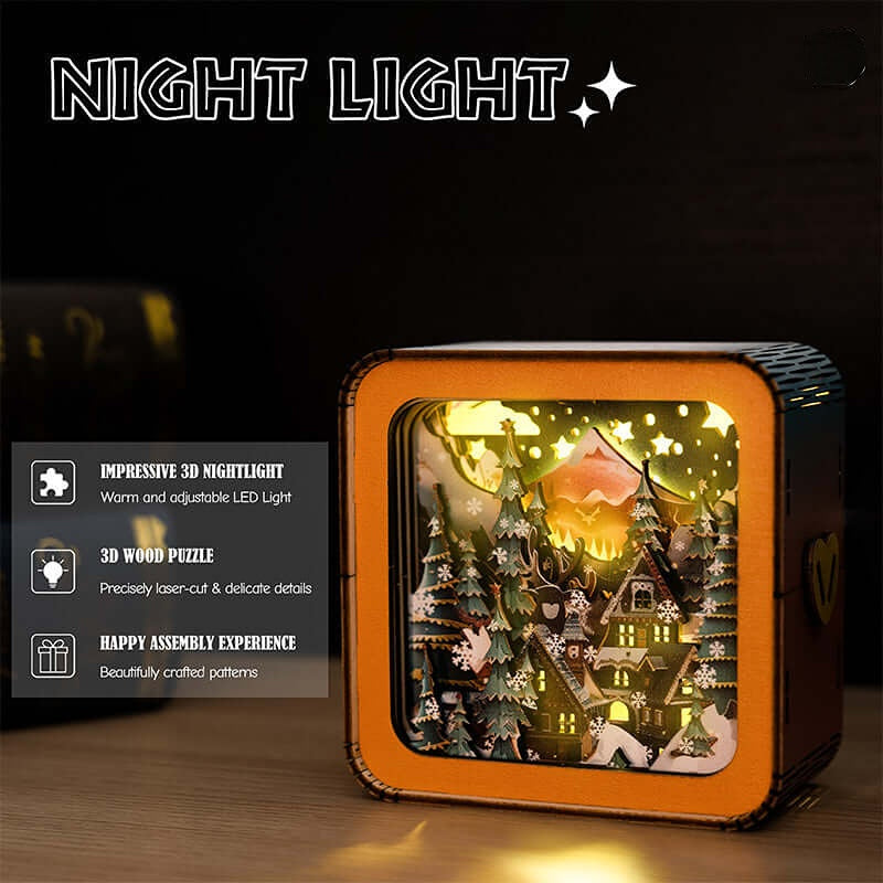 Warm Christmas Eve - 3D Wooden Puzzle Night Light Kit