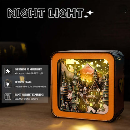 Nochebuena Cálida - Kit de Lámpara Nocturna de Rompecabezas de Madera 3D
