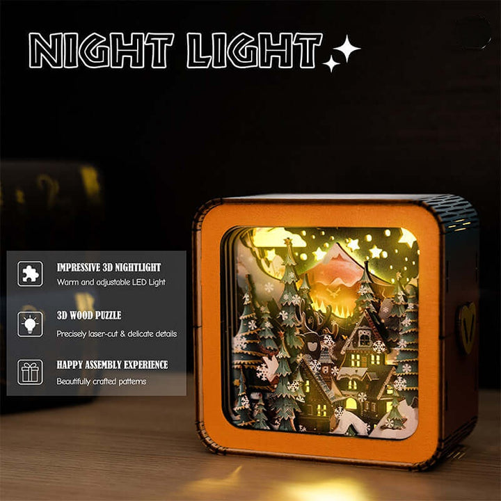 Warm Christmas Eve - 3D Wooden Puzzle Night Light Kit