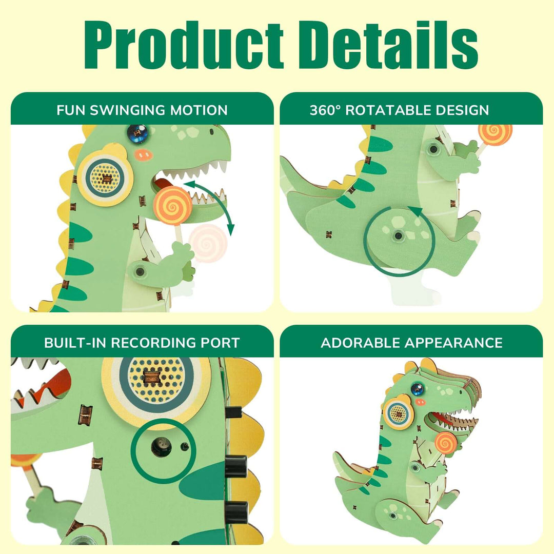 Baby T-Rex Dinosaur - STEM Wooden DIY Recorder Kit for Kids