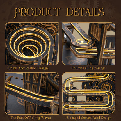 Steampunk Marble Run 3D Wooden Puzzle
