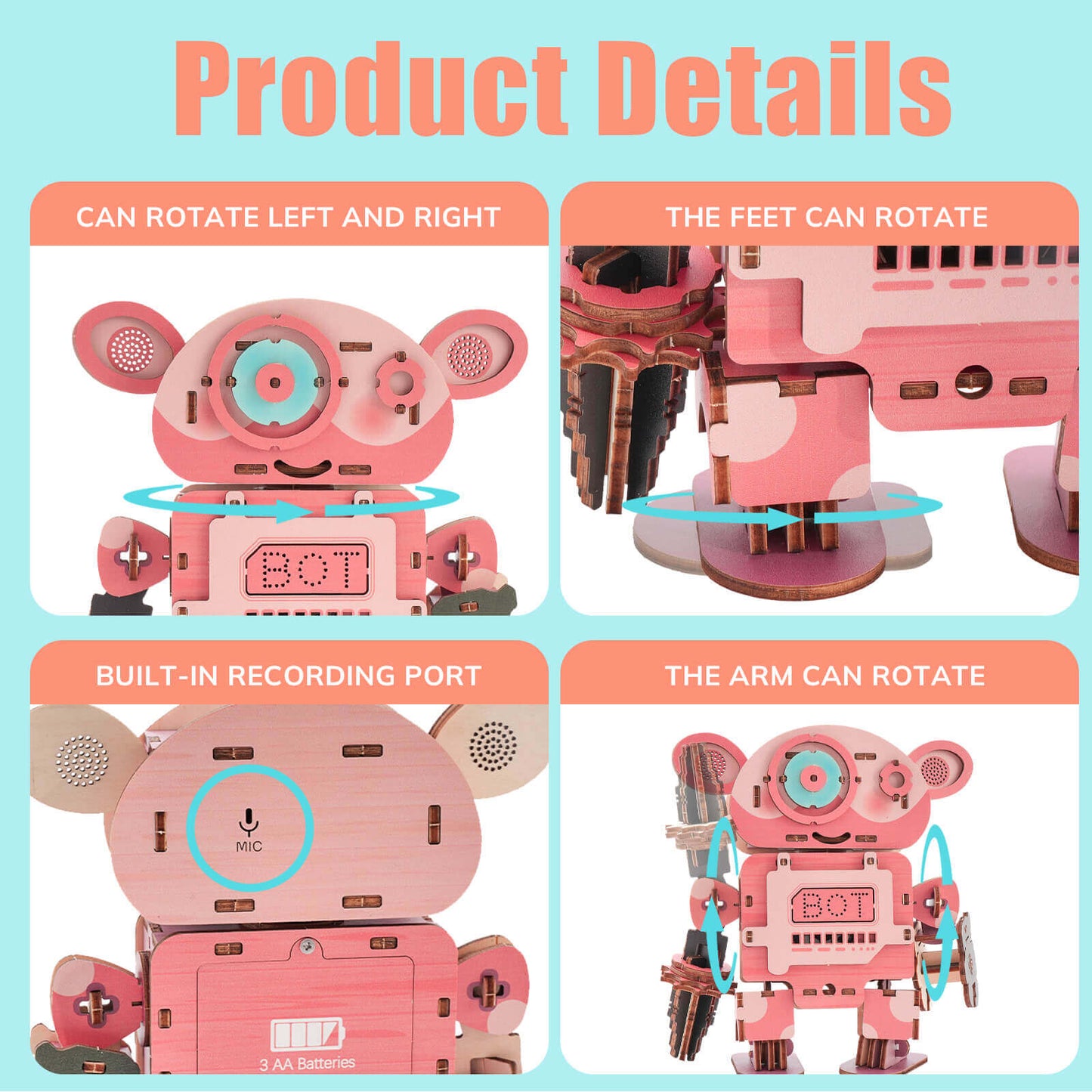 Benny Bear Robot - STEM Wooden DIY Recorder Kit for Kids