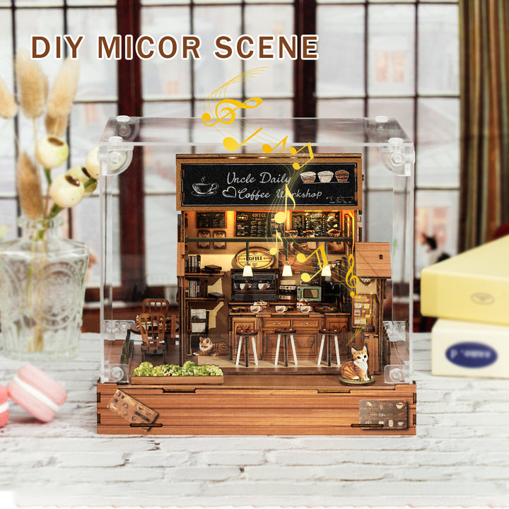 Coffee Workshop – DIY Miniature House, 3D Wooden Puzzle