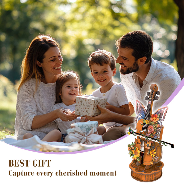 Cello Mechanical Music Box,3D Wooden Puzzle Kit