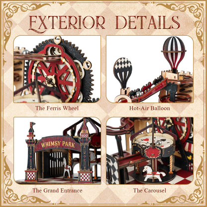 Vintage Amusement Park Marble Run 3D Wooden Puzzle