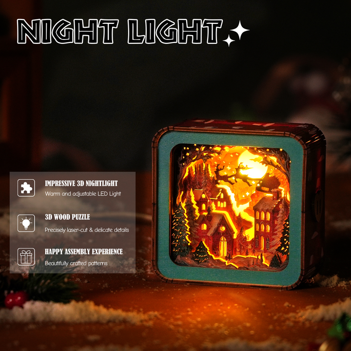 Wonderful Christmas Eve - 3D Wooden Puzzle Night Light