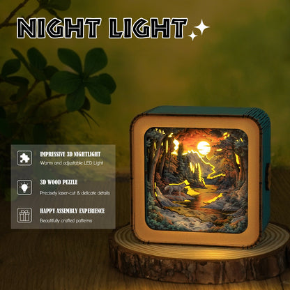 Wolves in Winterwold - 3D Wooden Puzzle Night Light