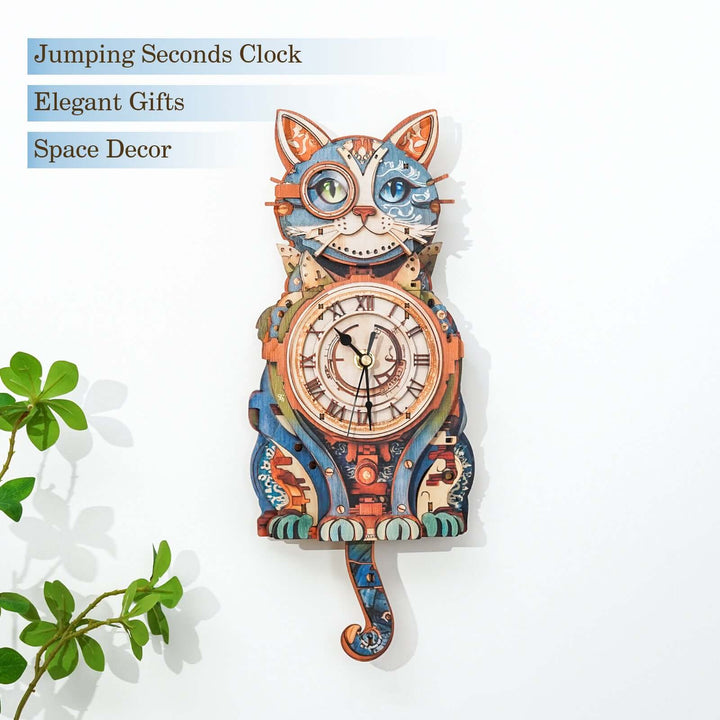 Cute Cat – DIY Wooden Clock, 3D Puzzle Craft Kit