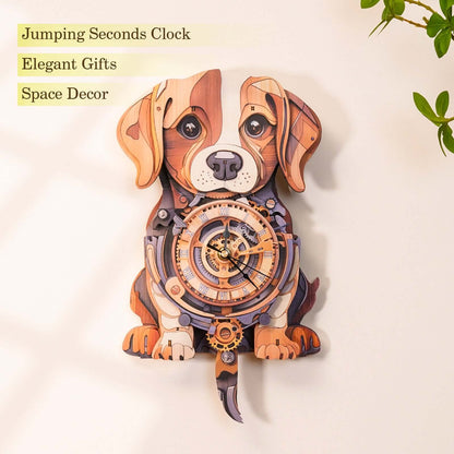 Cute Beagle 3D Wooden Puzzle Clock, Gift  for DIY Lovers, Home Decor
