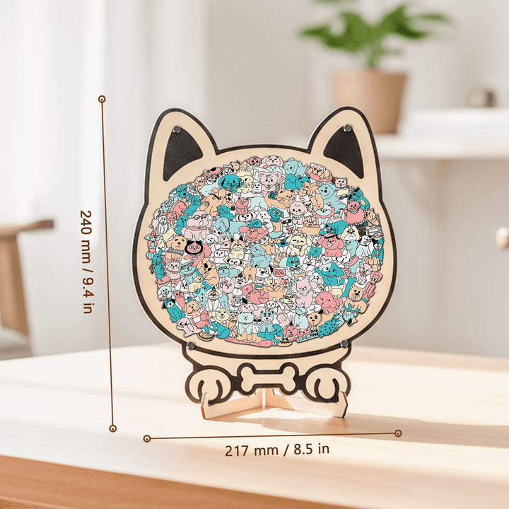 Colorful Cat/Dog Shaped Wooden Jigsaw Puzzle