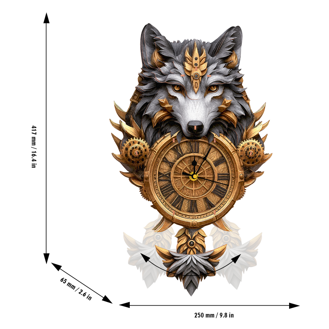 Wolf Totem 3D Wooden Puzzle Clock, DIY Craft Kit