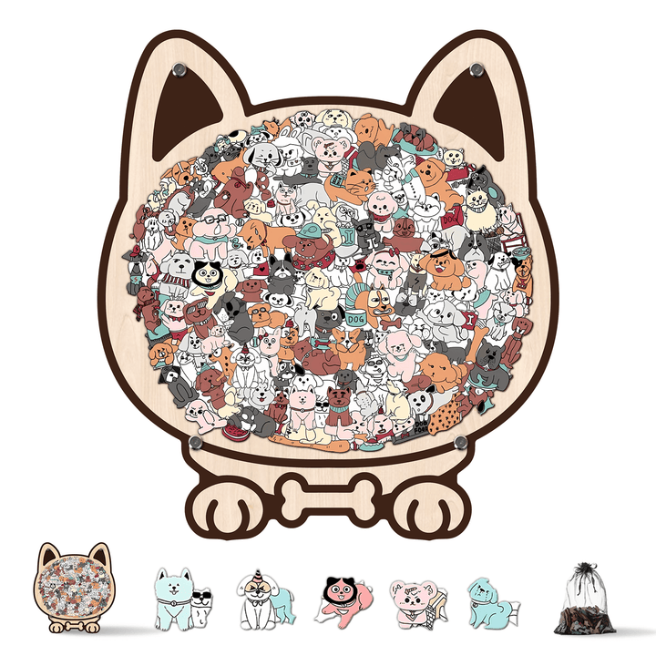 Colorful Cat/Dog Shaped Wooden Jigsaw Puzzle