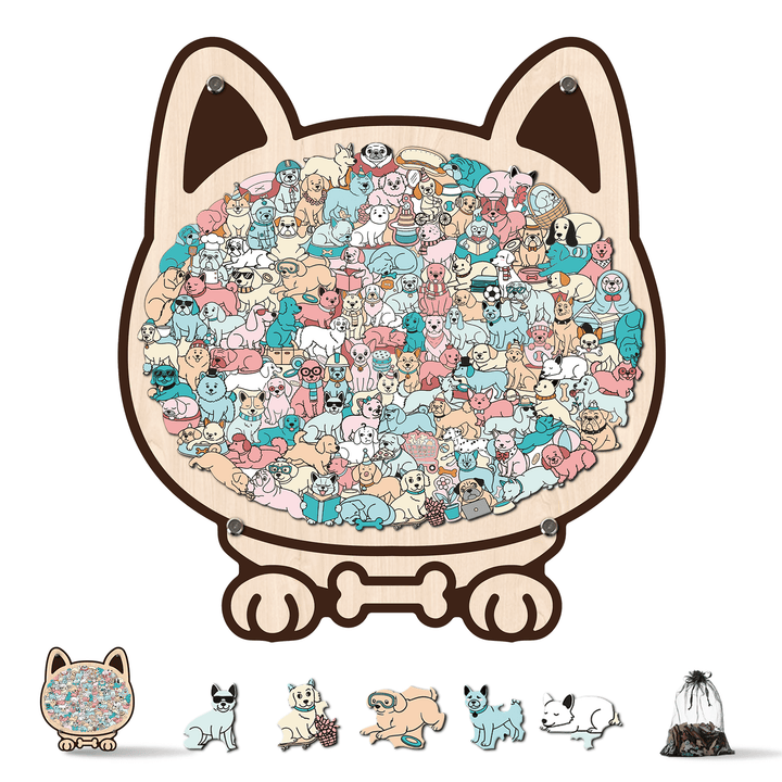 Colorful Cat/Dog Shaped Wooden Jigsaw Puzzle