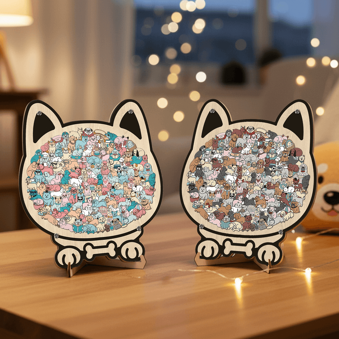 Colorful Cat/Dog Shaped Wooden Jigsaw Puzzle