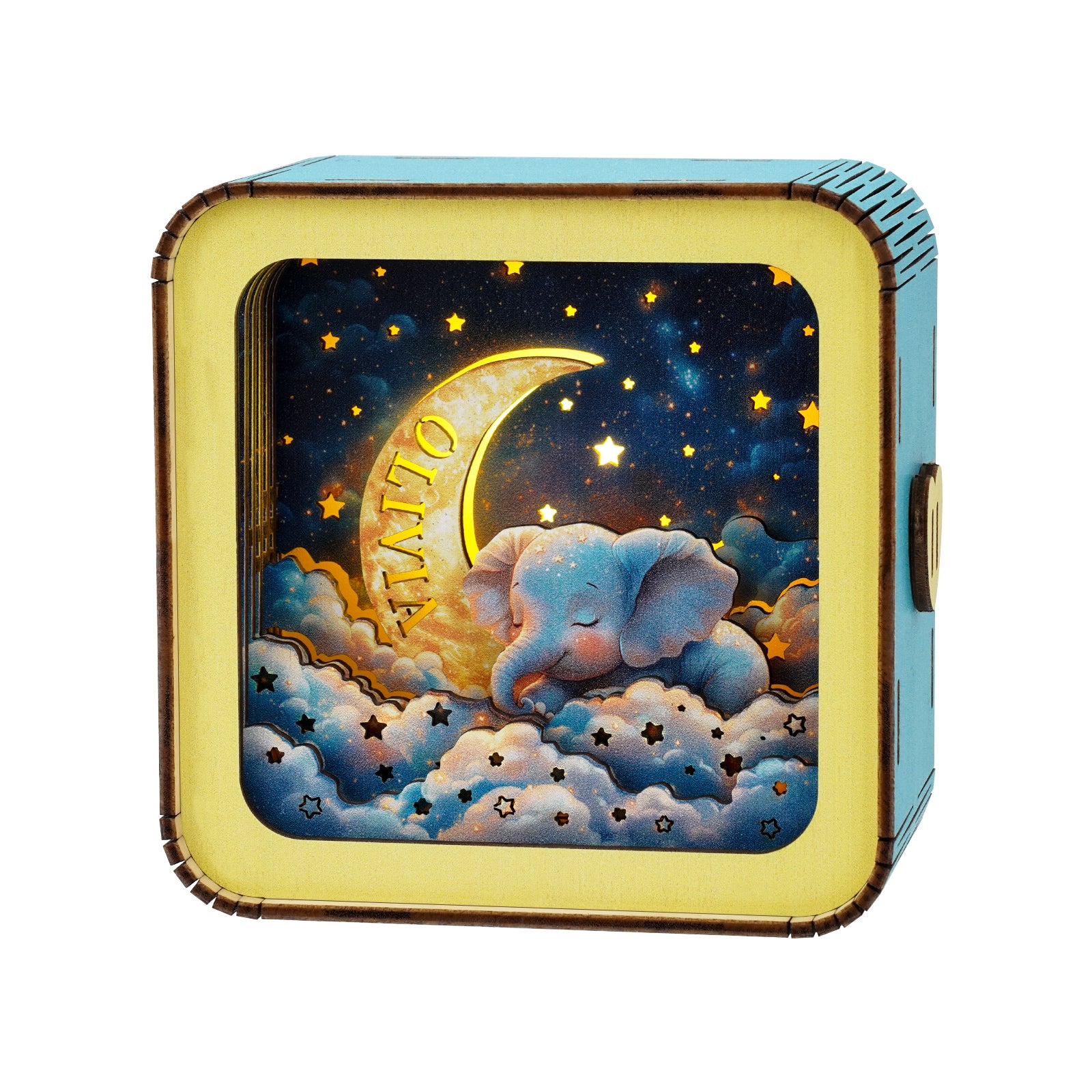 Sleeping On The Moon - Personalized 3D Wooden Puzzle Night Light Kit For Kids