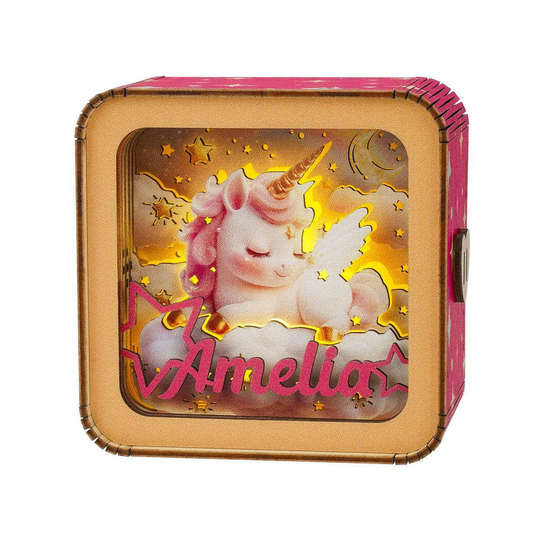Sleeping Unicorn - Personalized 3D Wooden Puzzle Night Light Kit For Kids