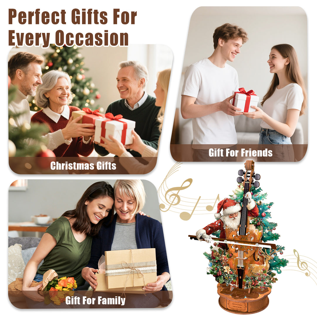Christmas Concerto Cello Mechanical DIY Kit,3D Wooden Music Box