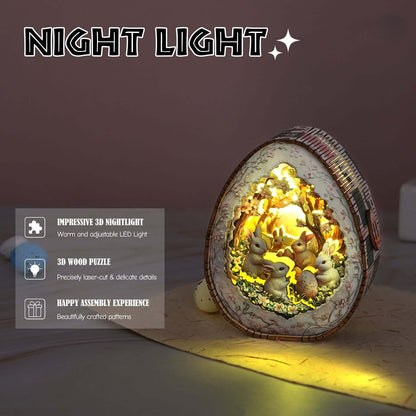 Easter Egg Secret Realm – 3D-Holzpuzzle-Nachtlicht