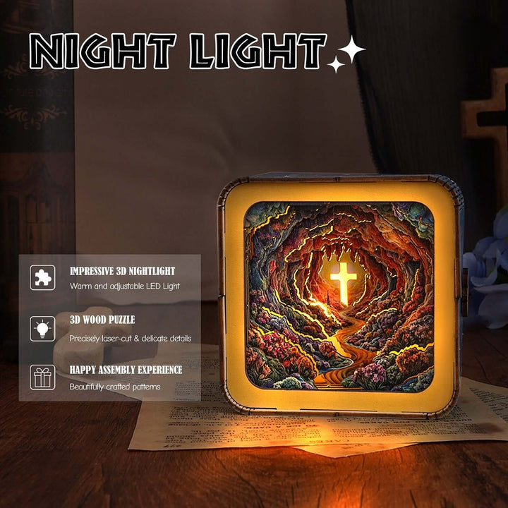 Dazzling Cross - 3D Wooden Puzzle Night Light Kit