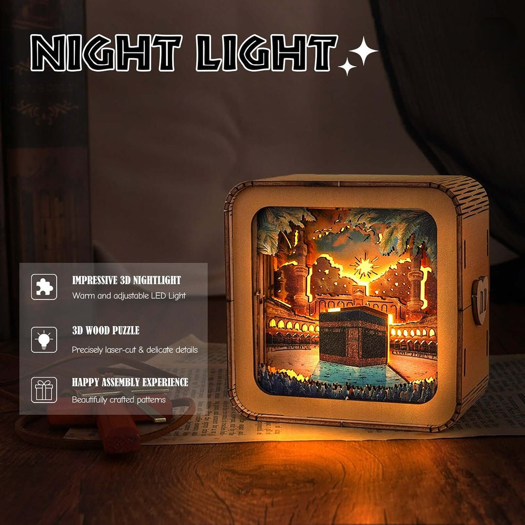 Holy MAKKAH - 3D Wooden Puzzle Night Light Kit