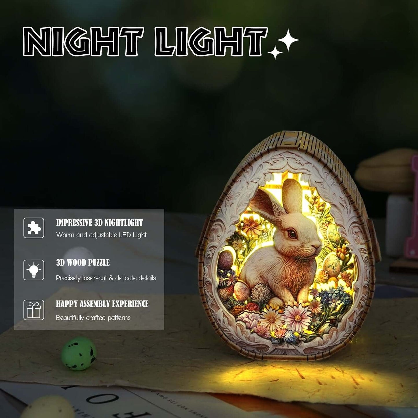 Easter Egg Messenger - 3D Wooden Puzzle Night Light