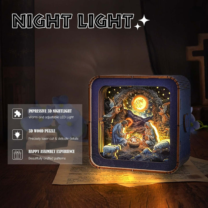 Nativity - 3D Wooden Puzzle Night Light Kit