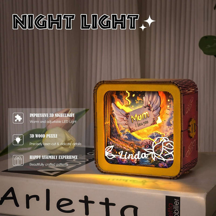 “Words fail, love endures” - Personalized 3D Wooden Puzzle Night Light Kit